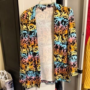 Women's Black Graffiti-Print Blazer - Multicolor